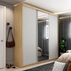 Guarda Roupa Casal Espelho 3 Portas em Perfect Lugano - RR Móveis