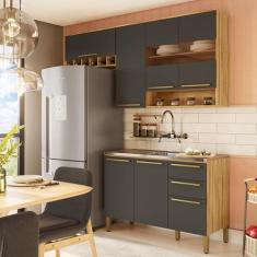 Cozinha Compacta 100% Mdf 3 Peças 7 Portas 2 Gavetas sem Tampo com Vid