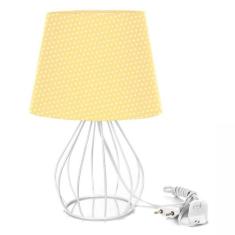 Abajur Cebola Dome Amarelo/bolinha Com Aramado Branco - MARRYLUZ