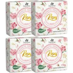 4UN Sabonete Vegetal Rosas 170G Davene