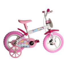 Bicicleta Infantil Aro 12 Styll Kids Magic Rainbow - Rosa E Branco