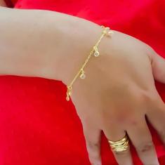 Pulseira Tifany Com Zircônias Brancas Folheado A Ouro 18K