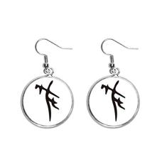 Brinco feminino com inscrição de osso e sobrenome chinês com pingente de orelha