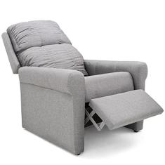 Poltrona Herval Turin, Reclinável, Linho Chumbo
