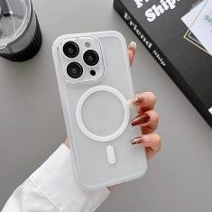 Estojo protetor de lente transparente para iPhone 14 Plus 13 12 11 Pro Max Capa magnética de carregamento sem fio TPU, branco, para iphone 11