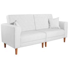 Sofá 03 Lugares Living Ponza Sintético Cor Branco