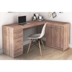 Mesa De Escritório Msm446 C/ 2 Portas E 3 Gavetas Rustico - Movelbento