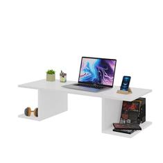 Mesa Suspensa Escrivaninha Computador 900x420 C/Prateleiras (Branco)