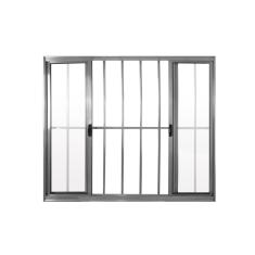 Janela 4 Folhas de Correr C/ Grade 1,00 X 1.50 Alumínio Brilhante Linha Modular - Hale