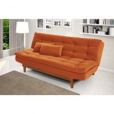 Sofá Cama Dubai 3 Lugares Império Reclinável Casal Pés Madeira Espuma Especial D33 Terracota 174