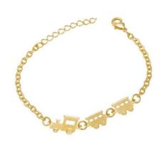 Pulseira Infantil Trenzinho Banhada A Ouro - Jhulias Joias E Semi Joia