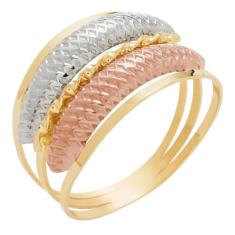 Anel de Ouro 18k Tricolor Feminino Due Viste - Meu Anel, 25
