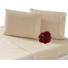 Jogo Lençol Queen Size 4 Peças 100% Algodão 200 Fios Percal Toque Maci