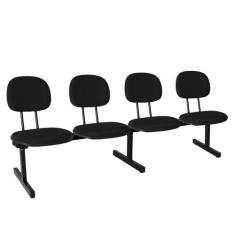 Cadeira Escritório Longarina 4 Lugares Estofada Ecoflex