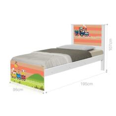 Cama Solteiro Adesivada Trenzinho com Colchão - Kids Mobili