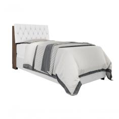 Cabeceira Box Solteiro Isis Chocolate Com Capitonê Branco