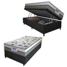 Cama Box Baú Solteiro Colchão Espuma D33 Fort 88x188x62cm Cinza / Bran