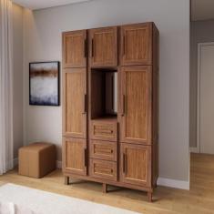 Guarda-roupa Solteiro com Espelho 7 Portas 3 Gavetas Belém Capelinha -