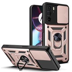 SORAKA Capa para Motorola Moto Edge 30 Pro com suporte para anel e tampa deslizante da câmera Capa Moto Edge 30 Pro com placa de metal para suporte magnético para carro Capa robusta de PC+TPU