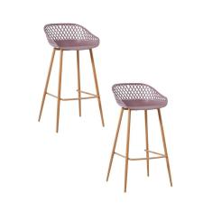 Kit 2 Banquetas Alta Polipropileno e Aço Mônaco Fratini Cardo Camurça