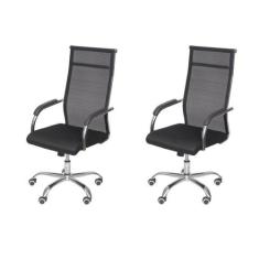 Kit 2 Cadeiras Escritorio Presidente Alta Tela Mesh Roma 3312 - Espres