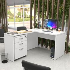 Escrivaninha Mesa Escritório em L com Gaveteiro com Chave 120cmx150cm 