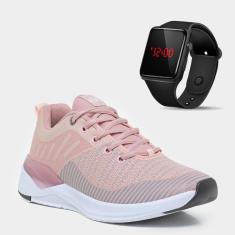 Tênis Academia Feminino Caminhada + Relógio Digital LED Esportivo-Feminino