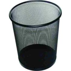 Lixeira Redonda Telada de Aço Preta Lixo Cesto Escritorio (BSL-34008-1