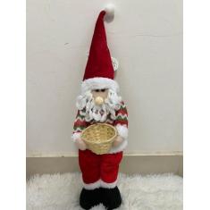 Boneco Papai Noel Com Cesto De Palha Enfeite Decoração 43Cm - princesa