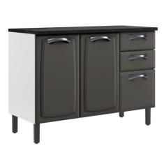 Balcão de Cozinha Itatiaia Aço 3 Portas 2 Gavetas Com Tampo New Premiu