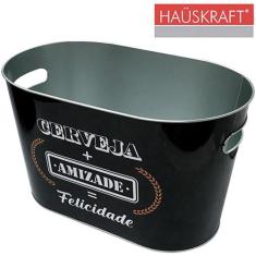 Champanheira/Balde De Gelo De Metal Oval Amizade Hauskraft, Cinza escu