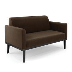 Sofá Namoradeira Base De Madeira Fixa Preto Marisa Suede D03 - D'Rossi Marrom