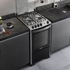 Fogão 4 Bocas Com Mesa Inox Dako Magister Preto Bivolt