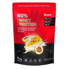 Whey Protein Concentrado 80%(1kg) -growth Supplements Mousse de Maracujá-Unissex