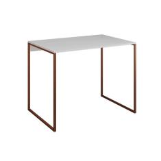 Mesa para Escritório Industrial Base Ferro Cobre Tampo Mdp Branco 110x50