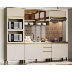 Cozinha Completa Connect (2 Aéreos, 2 Balcões, 1 Paneleiro, 2 Complementos) 7 Peças Duna/Cristal - Henn