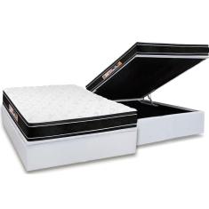 Conjunto Box Baú Casal: Colchão Espuma Castor D33 Black e White Air Euro Pillow + Base CRC Courano White(138x188)