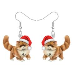 WEVENI Brincos de Natal de acrílico com pingentes fofos para gatos, presentes para mulheres, meninas, crianças, enfeites de animais de estimação, Acrílico, Sem pedra preciosa