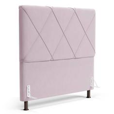 Cabeceira Cama Box Casal Queen Size Mel 160cm Com Frame Suede Rosa Bebê - Desk Design