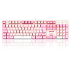 TECLADO MECANICO GAMER SINGLE COLOR REDRAGON MITRA BRANCO E ROSA COM SWITCH AZUL