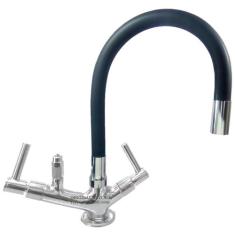 Torneira gourmet tubo preto flexível e com saída para purificador 1/4 