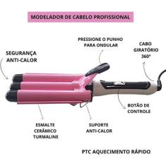 Triondas Modelador de Cachos 25mm Prancha Profissional Bivolt Turmalin