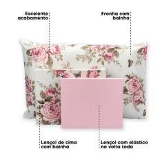 Lençol Viúvo 3 Pçs Elástico Estampado Percal 180 Fios - Bem Me Quer En