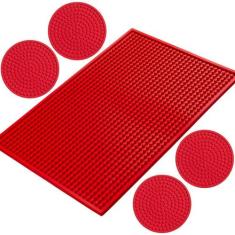 Kit Bar Mat Porta Copos 45 X 30 + 4 Porta Copos Emborrachado - Lootus,
