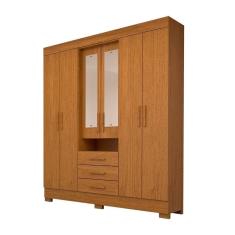Guarda Roupa Casal 100% Mdf 6 Portas 3 Gavetas Com Espelho Débora Acp Móveis Cinamomo