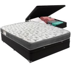 Cama Box Baú Preto E Colchão Iso100 Espuma D33 Casal Ortobom