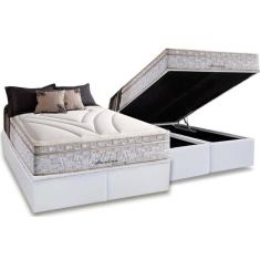 Cama Box Baú Queen: Colchão Molas Herval Maxspring American + Base Crc Courano White(158X198)
