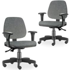 Kit 02 Cadeiras de Escritório Giratória Executiva Ergonômica Job Linho