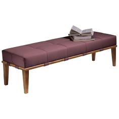 Recamier Decorativo 140cm Martínez Veludo Pés Madeira Rosa/Mel - Gran Belo