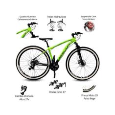 Bicicleta Aro 29 Salut Cabeamento Interno 27v, Cambios Shimano Altus, Freios Hidraulicos e Cubo K7 e-Unissex